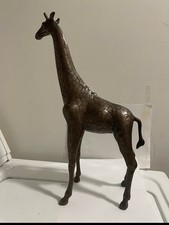 Large mcm solid bronze Giraffe picture