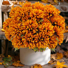 Artificial Fall Flowers Fake Mums for Outdoor, 6 Pack 30 Heads Artificial Chrysa picture