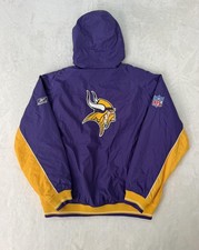 Reebok Minnesota Vikings Jacket Mens Large Purple NFL Football Hooded Full Zip picture