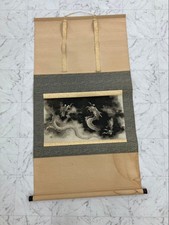 Japanese Hanging Scroll Ink Painting Dragon Lucky Charm Antique Art picture