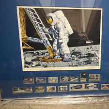 The Franklin Mint Conquest of Space Framed Stamp Display COA 10c 15c 1970s picture