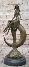 Signed Original Mavchi Venus on the Moon Bronze Sculpture Marble Base Artwork nr picture