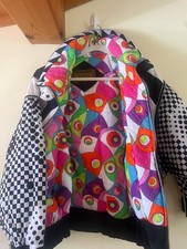 Vintage 80s Gallery Ski Jacket Black White Swirl Op Art Made in Korea S Fits L picture