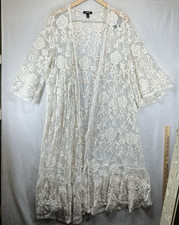 Torrid Floral Lace Kimono Women’s Size 3 Plus Size Boho Open Front Cover Up EUC picture