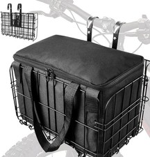 Bike Basket Front Folding Bicycle Basket with Removable Liner Bag, Quick Release picture
