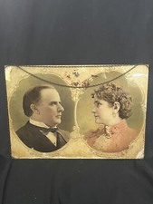 1896 President McKinley & Wife Reverse Print on Glass GH Buek & Co. Chain Frame picture