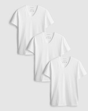 Primark Shirt Mens Small White 3 Pack Cotton Slim Fit V-Neck Tagless Undershirt picture