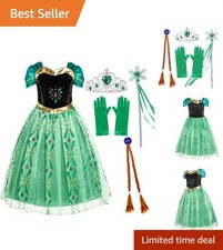 Complete Halloween Princess Costume with Dress, Mace & Wig for Girls 3-4 picture