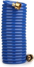 Heavy-Duty EVA Coil Garden Hose with GHT Solid Brass Fittings, 20FT, Blue  picture