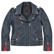 Mauritius Navy Christy Star Leather Moto Jacket - Women S picture