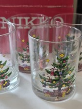 Vintage Nikko Happy Holidays 14 oz Double Old Fashioned Glasses Set of 4 In Box picture