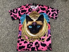 Killstar All Over Print Cat T Shirt Pentagram Psychedelic Pink Leopard XL Tee picture