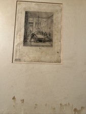 1866 Maxime Lalanne Etching Le Billard  Studio Stamp Collection Antique Art picture