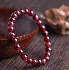 Natural Red Garnet Stone Beaded Bracelet Red Gemstone Stretch Healing Bracelet picture