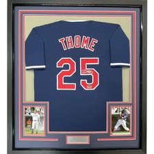 Framed Facsimile Autographed Jim Thome 35x39 Blue Reprint Laser Auto Jersey picture