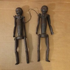 Antique Vtg Hand Carved African Wooden Marionette Doll Babalawo Nyamwezi Puppet picture