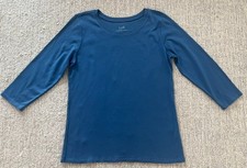 J.Jill Women's Blue Pima Cotton Ballet 3/4 Sleeve tee top Size M NEW picture