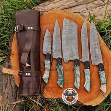 RARE HANDMADE DAMASCUS STEEL CHEF KNIFE SET KITCHEN KNIVES CHEF SET CUTLARY picture