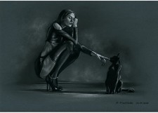 Batman: Catwoman - 9x13 Original Pastel Art by K. Oleksandra w/COA - NOT a Print picture