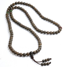 Antique Tibetan 108 Sky Iron Mala Thousand Year Buddhist Meditation Dzi Beads picture