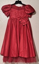 Shein Girls Puff Sleeve Red Fancy Bow Party Dress Size 7 picture
