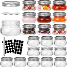 24 Pack 4 Oz Mason Jars with Airtight Lids & Bands, 100 Ml Small Glass Canning J picture