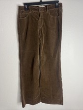 Nili Lotan Pants Womens Size 6 Brown Corduroy Wide Leg 5 Pocket Zip Cotton Blend picture