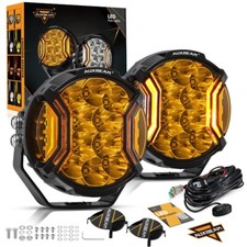 AUXBEAM V-ULTRA 5 Inch 172W LED Side Shooter Amber/White Pod Lights w/ Amber DRL picture