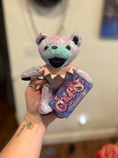 Vintage Grateful Dead Cherise Bean Bear Liquid Blue 7” Floral Plush 2001 Tag picture