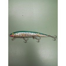 Vintage Jointed Minnow Fishing Lure Silver Teal Speckled 4.5 Inch Hard Bait picture