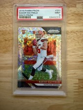 2018 panini prizm baker mayfield disco prizm rc 201 psa 9 browns picture