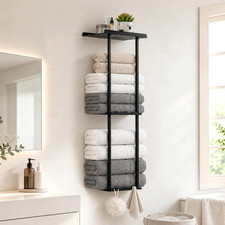 3-Tier Wall Mounted Towel Rack for Bathroom Storage，Black picture