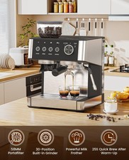 Espresso Machine W/Coffee Grinder/Milk Steam Wand/Frother New picture