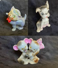 Lot - 4 vintage Japan figurines - damaged - craft lot - cat, dog, bears, spaniel picture