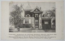 Vintage Postcard Fairview Residence William Jennings Bryan Lincoln NE Ad AA91 picture