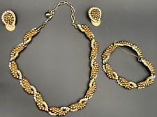 Vintage Kramer 3 Piece Matching Jewelry Set Necklace Bracelet Clip On Earrings picture