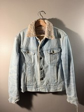VTG 70s Lee Storm Rider Sherpa Lined Denim Trucker Jacket SIZE SMALL picture