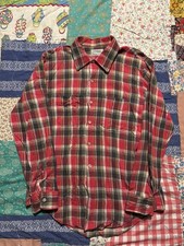 Vintage 50s 1960s Cotton Plaid Flannel Made In USA picture