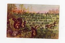 Antique L F Pease PostCard Squirrel Group In Park Poem Postmark 1911 VG Vtg Cond picture