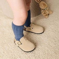 Toddler Kids Suede Nonslip Clogs Adjustable Buckle Cork Footbed Back Strap Shoes picture
