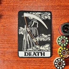 Death Tarot Card Grim Reaper Patch Goth Punk Embroidered Iron On Patch 2.5x3.5