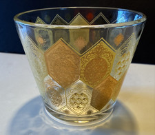 Vintage MCM Cera Glass Jeweled Pineapple Ned Harris Gold Black Ice Bucket picture