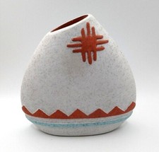 South West Vase Small Scenic View Unusual Shape Off White Rough Ceramic picture
