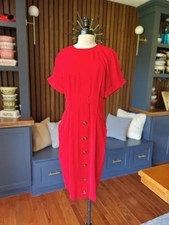 Vintage 1980s does 1940s Red Shift Dress Tailored Classy Style picture
