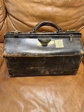 Vintage 1940s US Physicians Black Leather Locking Doctors Bag Case picture