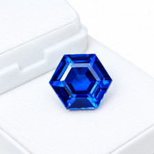 9.35 Ct Natural Kashmiri Blue Sapphire Certified Loose Gemstone Hexagon Cut picture