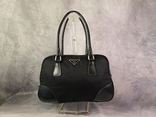 Authentic Vintage Prada Black Tessuto Nylon Leather Shoulder Bag Padlock No Key picture