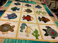 Handmade unfinished quilt top under the sea 45”/56” picture