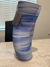 Howard Elliott Radiant Blue Tall Ceramic Vase  Heart Top Twisted Clay picture