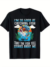 Men's Humorous Fishing Graphic T-Shirt - 